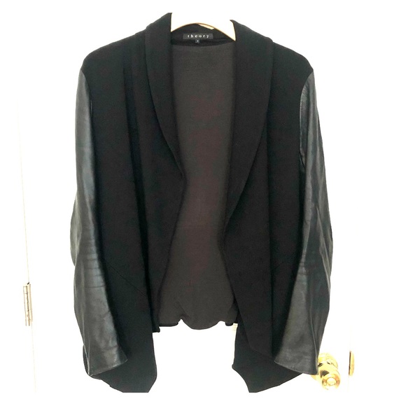 Theory Jackets & Blazers - Theory Open Blazer with Faux Leather Sleeves